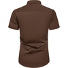 Mens Short Sleeve Dress Shirt Wrinkle Free Summer Button Down Shirts(Brown)