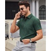 Mens Short Sleeve Dress Shirt Wrinkle Free Summer Button Down Shirts(Dark Green)