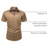 Mens Short Sleeve Dress Shirt Wrinkle Free Summer Button Down Shirts(Dark Khaki)