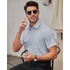 Mens Short Sleeve Dress Shirt Wrinkle Free Summer Button Down Shirts(Light Grey)