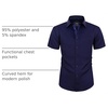 Mens Short Sleeve Dress Shirt Wrinkle Free Summer Button Down Shirts(Navy Blue)