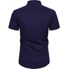 Mens Short Sleeve Dress Shirt Wrinkle Free Summer Button Down Shirts(Navy Blue)