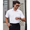 Mens Short Sleeve Dress Shirt Wrinkle Free Summer Button Down Shirts(White)