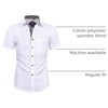 Mens Short Sleeve Dress Shirt Wrinkle Free Summer Button Down Shirts(White Grey)