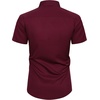 Mens Short Sleeve Dress Shirt Wrinkle Free Summer Button Down Shirts(Wine Red)