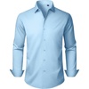 Men’s Dress Shirts Long Sleeve Stretch Wrinkle Free Work Button Down Shirt(Blue)