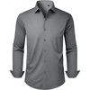 Men’s Dress Shirts Long Sleeve Stretch Wrinkle Free Work Button Down Shirt(Grey)
