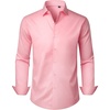 Men’s Dress Shirts Long Sleeve Stretch Wrinkle Free Work Button Down Shirt(Pink)