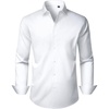 Men’s Dress Shirts Long Sleeve Stretch Wrinkle Free Work Button Down Shirt(White)