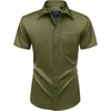 Mens Short Sleeve Dress Shirt Wrinkle Free Summer Button Down Shirts(Army Green)