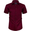 Mens Short Sleeve Dress Shirt Wrinkle Free Summer Button Down Shirts(A-wine Red)