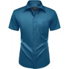 Mens Short Sleeve Dress Shirt Wrinkle Free Summer Button Down Shirts(Azure Blue)
