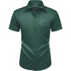 Mens Short Sleeve Dress Shirt Wrinkle Free Summer Button Down Shirts(Dark Green)