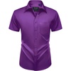 Mens Short Sleeve Dress Shirt Wrinkle Free Summer Button Down Shirts(Dark Purple)