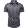 Mens Short Sleeve Dress Shirt Wrinkle Free Summer Button Down Shirts(Gray)