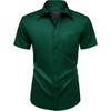 Mens Short Sleeve Dress Shirt Wrinkle Free Summer Button Down Shirts(Hunter Green)