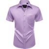 Mens Short Sleeve Dress Shirt Wrinkle Free Summer Button Down Shirts(Lavender)
