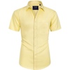 Mens Short Sleeve Dress Shirt Wrinkle Free Summer Button Down Shirts(Light Yellow)