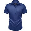 Mens Short Sleeve Dress Shirt Wrinkle Free Summer Button Down Shirts(Navy)