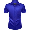 Mens Short Sleeve Dress Shirt Wrinkle Free Summer Button Down Shirts(Royal Blue)