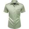 Mens Short Sleeve Dress Shirt Wrinkle Free Summer Button Down Shirts(Sage Green)