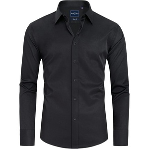 Alimens & Gentle Mens Stain Shield Dress Shirts Slim Fit Button Down Shirt(Black)