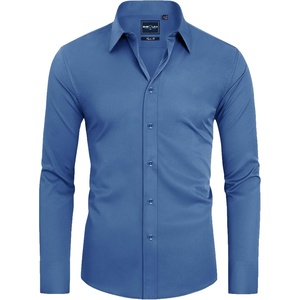 Alimens & Gentle Mens Stain Shield Dress Shirts Slim Fit Button Down Shirt(Blue Mood)