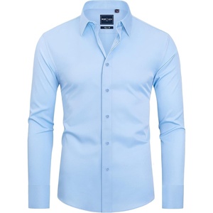 Alimens & Gentle Mens Stain Shield Dress Shirts Slim Fit Button Down Shirt(Blue Sky)