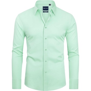 Alimens & Gentle Mens Stain Shield Dress Shirts Slim Fit Button Down Shirt(Grass Green)