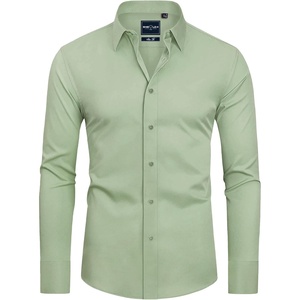 Alimens & Gentle Mens Stain Shield Dress Shirts Slim Fit Button Down Shirt(Light Green)