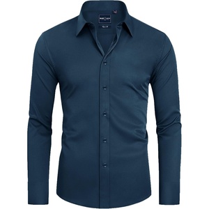 Alimens & Gentle Mens Stain Shield Dress Shirts Slim Fit Button Down Shirt(Light Navy)