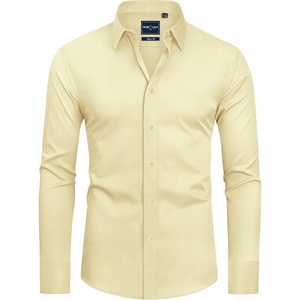 Alimens & Gentle Mens Stain Shield Dress Shirts Slim Fit Button Down Shirt(Light Yellow)