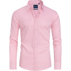 Alimens & Gentle Mens Stain Shield Dress Shirts Slim Fit Button Down Shirt(Pink)