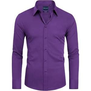 Alimens & Gentle Mens Stain Shield Dress Shirts Slim Fit Button Down Shirt(Purple)