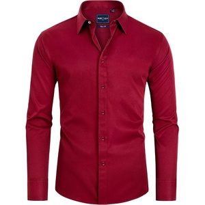 Alimens & Gentle Mens Stain Shield Dress Shirts Slim Fit Button Down Shirt(Red)