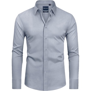 Alimens & Gentle Mens Stain Shield Dress Shirts Slim Fit Button Down Shirt(Sliver Grey)