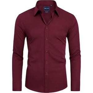 Alimens & Gentle Mens Stain Shield Dress Shirts Slim Fit Button Down Shirt(Wine Burgundy)