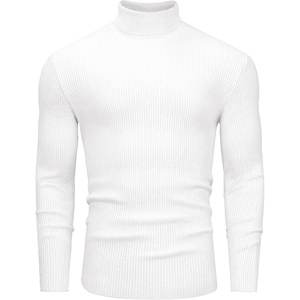 Alimens & Gentle Mens Turtleneck Sweater Slim Fit Cable Knitted Casual Pullover Lightweight Ribbed Long Sleeve Sweaters(White)