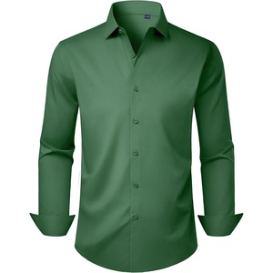 Men’s Dress Shirts Long Sleeve Stretch Wrinkle Free Work Button Down Shirt(Green)