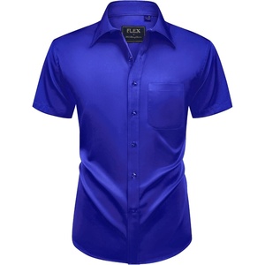 Mens Short Sleeve Dress Shirt Wrinkle Free Summer Button Down Shirts(Royal Blue)