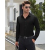 Men’s Dress Shirts Long Sleeve Wrinkle Free Business Button Up Shirts(Black)