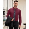 Men’s Dress Shirts Long Sleeve Wrinkle Free Business Button Up Shirts(Burgundy)