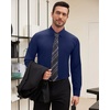 Men’s Dress Shirts Long Sleeve Wrinkle Free Business Button Up Shirts(Navy Blue)
