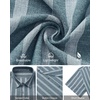 Mens Linen Shirt Striped Short Sleeve Button Down Summer Beach Shirt(Blue)