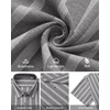 Mens Linen Shirt Striped Short Sleeve Button Down Summer Beach Shirt(Grey)