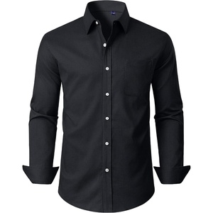 Alimens & Gentle Mens Oxford Button Down Shirt with Pocket(Black)