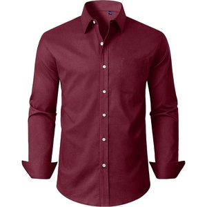 Alimens & Gentle Mens Oxford Button Down Shirt with Pocket(Burgundy)