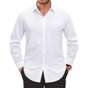 Men’s Dress Shirts Long Sleeve Wrinkle Free Business Button Up Shirts(All White)