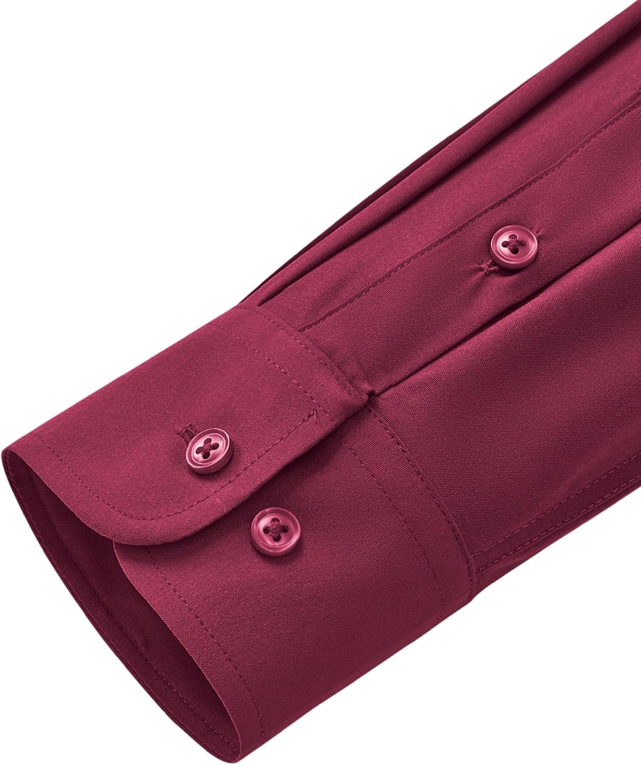 image:imageMens Dress Shirts Stretch Long Sleeve Wrinkle Free Work Button Down ShirtBurgundy