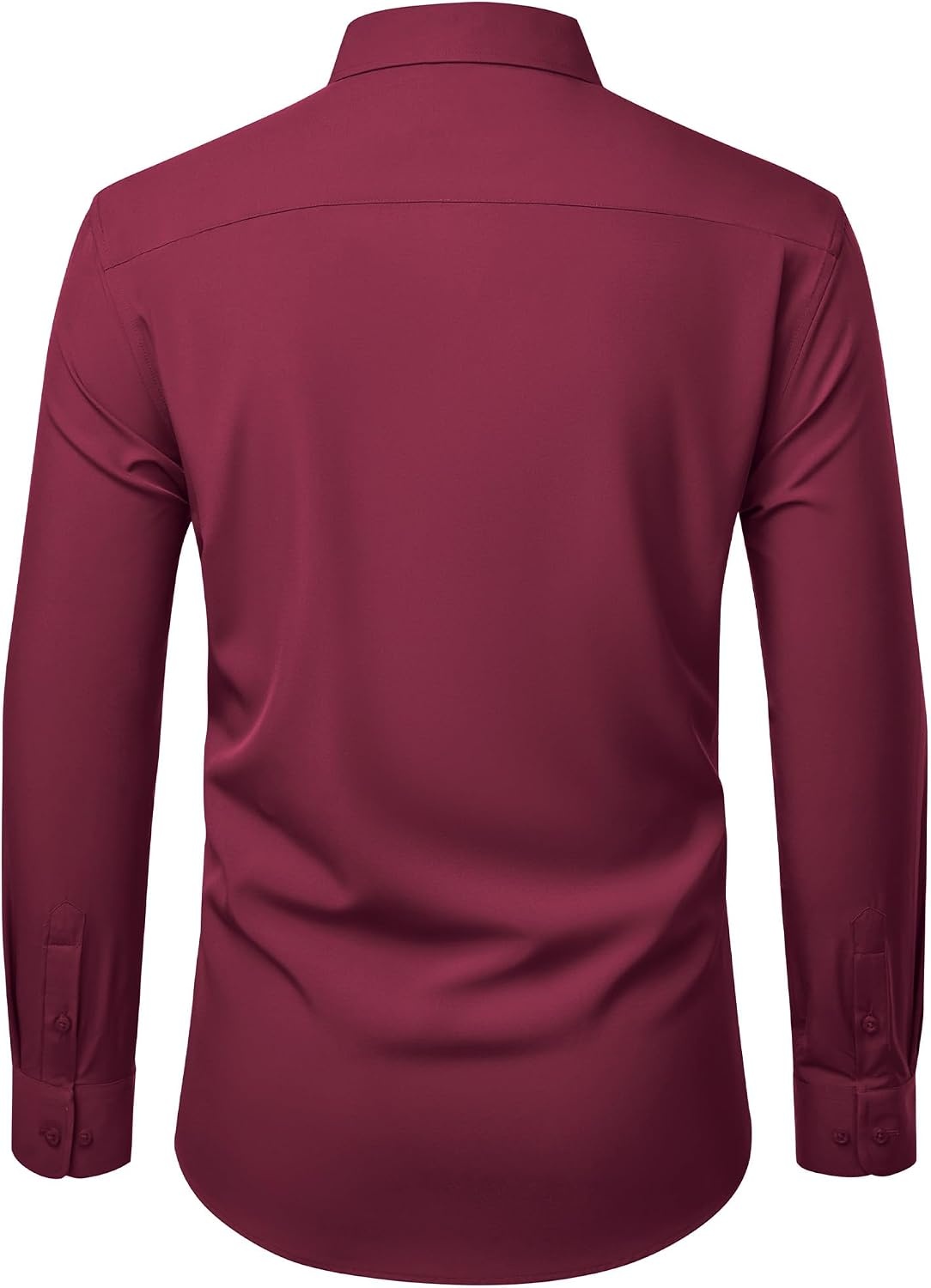 image:imageMens Dress Shirts Stretch Long Sleeve Wrinkle Free Work Button Down ShirtBurgundy